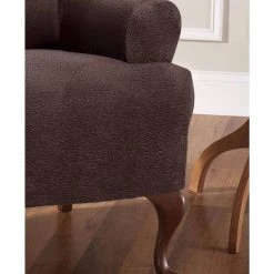 Stretch Sherpa Chocolate Wing Chair Slipcover by Stretch Sensations 5 Stretch Sherpa Chocolate Wing Chair Slipcover by Stretch Sensations -Decor Therapy Sale chocolate stretch sensations slipcovers 9913wngchocolate 4f 1000