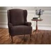Stretch Sherpa Chocolate Wing Chair Slipcover by Stretch Sensations