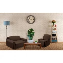 Chocolate Newport Loveseat Stretch Slipcover by Stretch Sensations -Decor Therapy Sale chocolate stretch sensations slipcovers newlovechocolate 31 1000