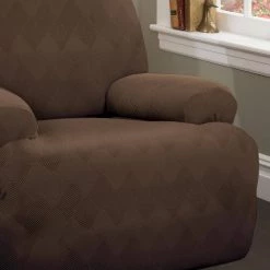Chocolate Optic Jumbo Recliner Stretch Slipcover by Stretch Sensations -Decor Therapy Sale chocolate stretch sensations slipcovers optjurecchocolate 4f 1000