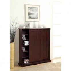 Media Storage Dark Cherry Cabinet with Sliding Door by 4D Concepts -Decor Therapy Sale dark cherry 4d concepts media storage 10018 31 1000