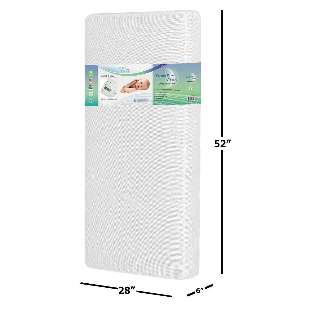 Breath Flow Classic Inner spring White Crib And Toddler Mattress by Evolur 5 Breath Flow Classic Inner spring White Crib And Toddler Mattress by Evolur - Image 5