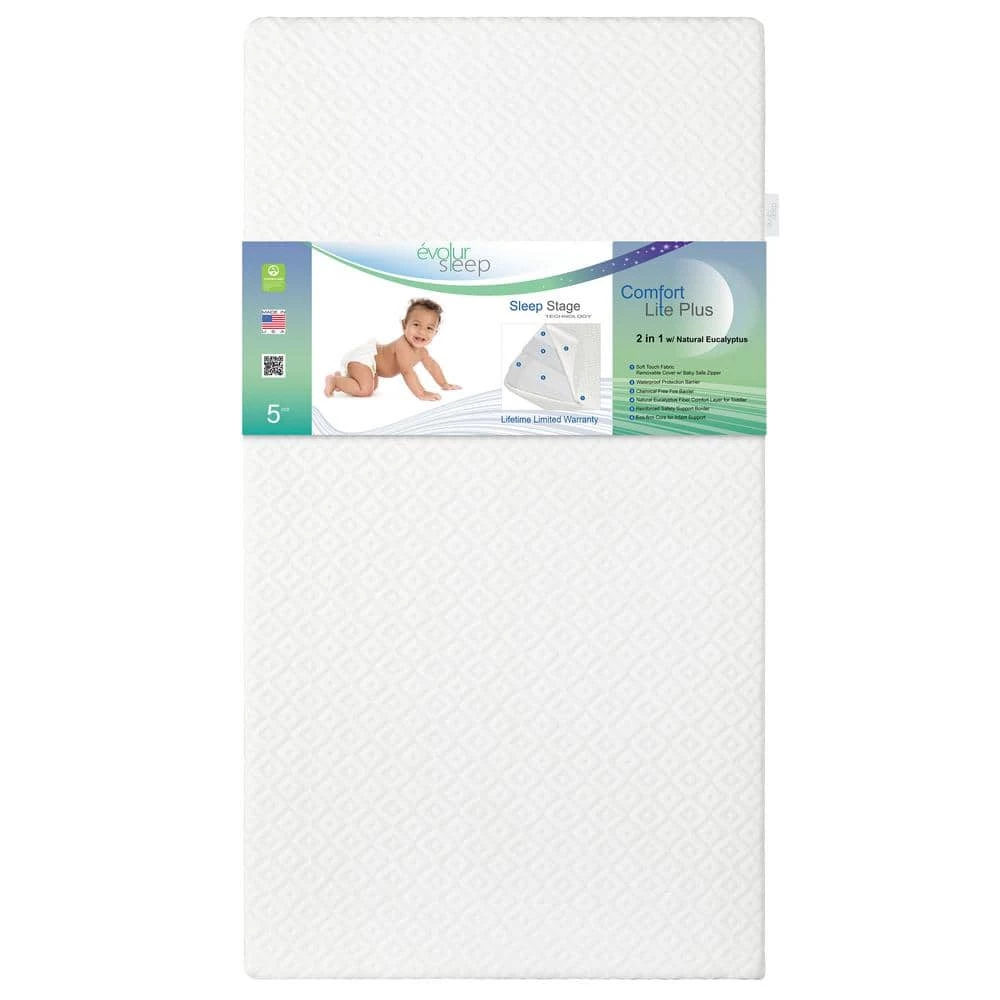 Comfort Lite Plus With Natural Fiber Crib And Toddler Mattress Waterproof I Green Guard Gold Certified by Evolur 1 Comfort Lite Plus With Natural Fiber Crib And Toddler Mattress Waterproof I Green Guard Gold Certified by Evolur