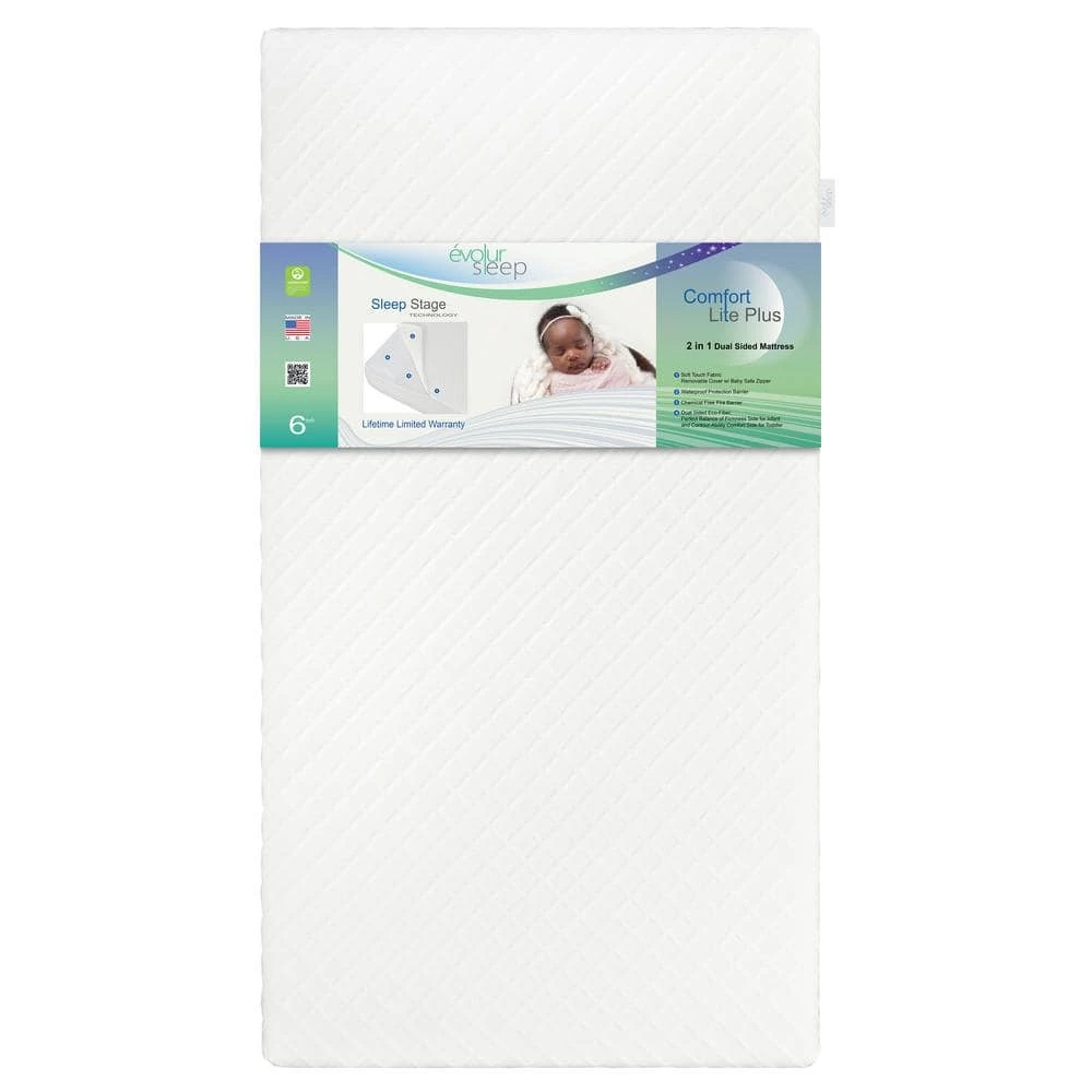 Comfort Lite Plus Fiber Crib And Toddler Mattress I Waterproof I Green Guard Gold Certified I Removable Cover by Evolur 1 Comfort Lite Plus Fiber Crib And Toddler Mattress I Waterproof I Green Guard Gold Certified I Removable Cover by Evolur