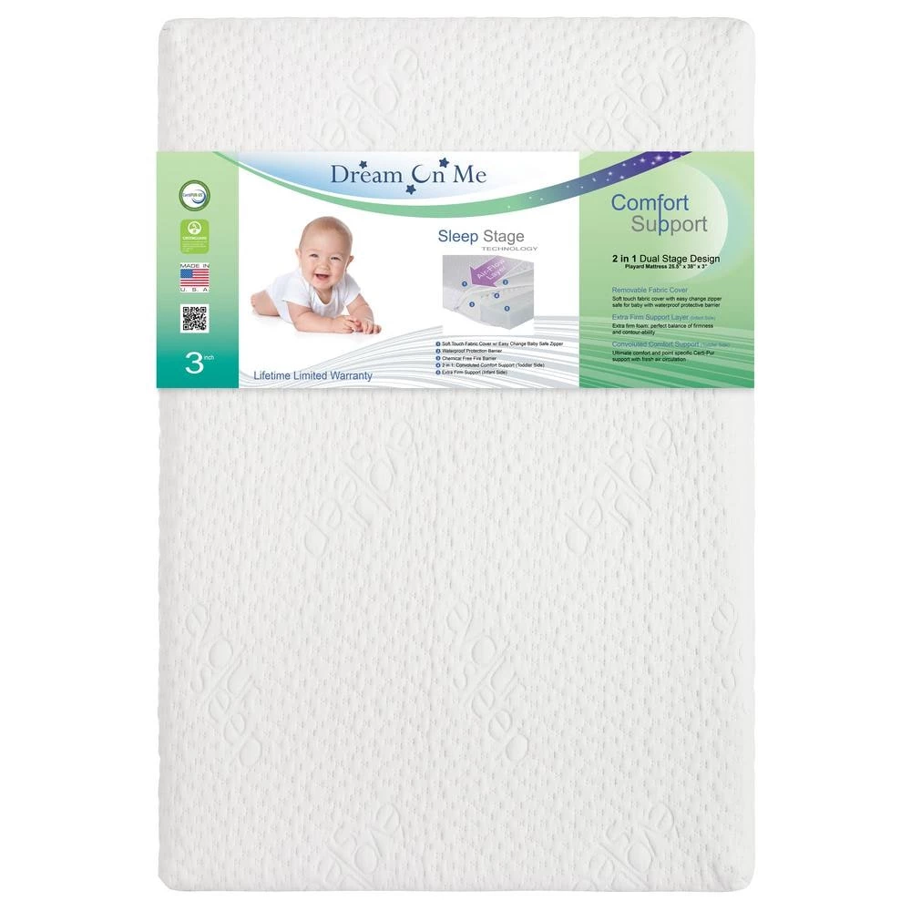 Aster Light Grey Cool Comfort Plus I Convoluted Gel Playard Mattress I Removable Cover I 3' Mattress by Evolur 1 Aster Light Grey Cool Comfort Plus I Convoluted Gel Playard Mattress I Removable Cover I 3' Mattress by Evolur