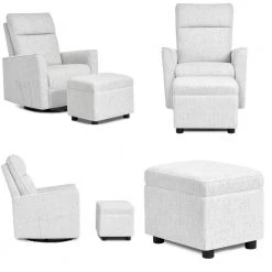 Aria Fog Grey Swivel Glider with Ottoman/Swivel Glider/Easy assembly Leisure Chair by Evolur -Decor Therapy Sale fog grey evolur rockers gliders ottomans 6118 fog 1f 1000