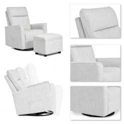 Aria Fog Grey Swivel Glider with Ottoman/Swivel Glider/Easy assembly Leisure Chair by Evolur -Decor Therapy Sale fog grey evolur rockers gliders ottomans 6118 fog 44 1000