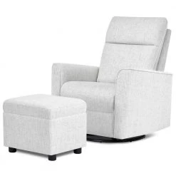 Aria Fog Grey Swivel Glider with Ottoman/Swivel Glider/Easy assembly Leisure Chair by Evolur -Decor Therapy Sale fog grey evolur rockers gliders ottomans 6118 fog 4f 1000