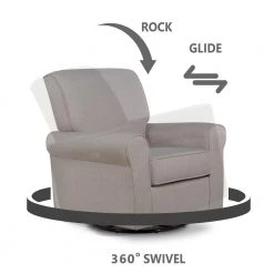 London Fossil Upholstered 360° Swivel Glider, Rocker, Nursery Glider, Durable Soft Fabric by Evolur -Decor Therapy Sale fossil evolur rockers gliders ottomans 614 fossil c3 1000