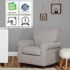 London Fossil Upholstered 360° Swivel Glider, Rocker, Nursery Glider, Durable Soft Fabric by Evolur -Decor Therapy Sale fossil evolur rockers gliders ottomans 614 fossil d4 1000