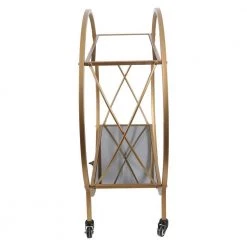 Evelyn Gold Bar Cart with Mirrored Shelves, Wine Glass Rack and Locking Wheel Casters by Decor Therapy -Decor Therapy Sale gold decor therapy bar carts fr11441 4f 1000