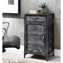 Calico Gray Metal Storage Cabinet by 4D Concepts -Decor Therapy Sale gray 4d concepts accent cabinets 10125 fa 1000