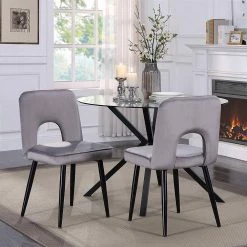 Nancy Gray Velvet Upholstered Dining Chair (Set of 2) by 4D Concepts -Decor Therapy Sale gray 4d concepts dining chairs 253737 31 1000