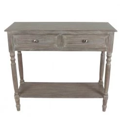 36 in. Gray Standard Rectangle Wood Console Table with 2-Drawers by Decor Therapy