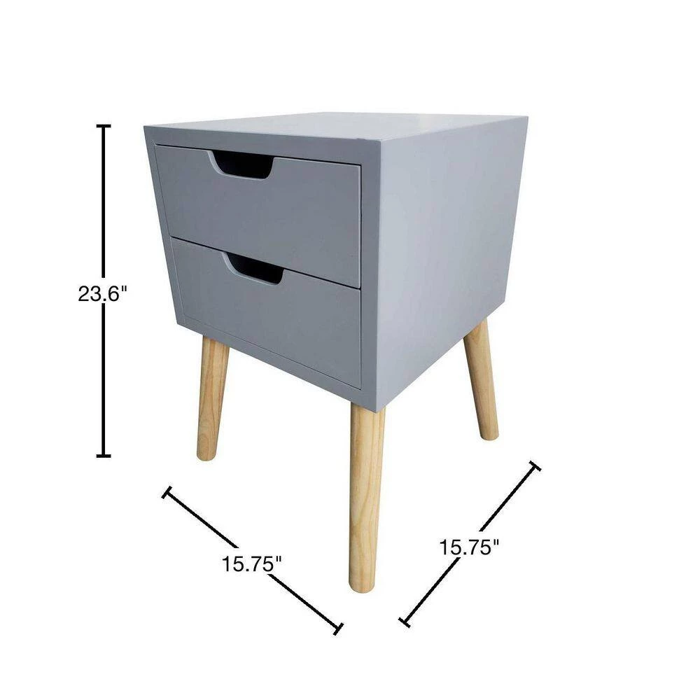 15.75 in. Danny Gray Square Wood Side Table with Drawers by Decor Therapy 3 15.75 in. Danny Gray Square Wood Side Table with Drawers by Decor Therapy - Image 3