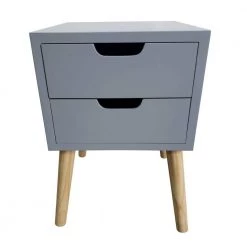 15.75 in. Danny Gray Square Wood Side Table with Drawers by Decor Therapy
