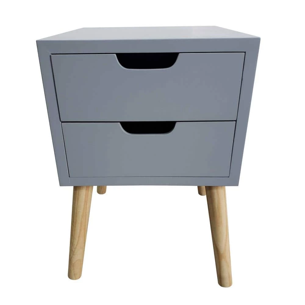 15.75 in. Danny Gray Square Wood Side Table with Drawers by Decor Therapy 1 15.75 in. Danny Gray Square Wood Side Table with Drawers by Decor Therapy