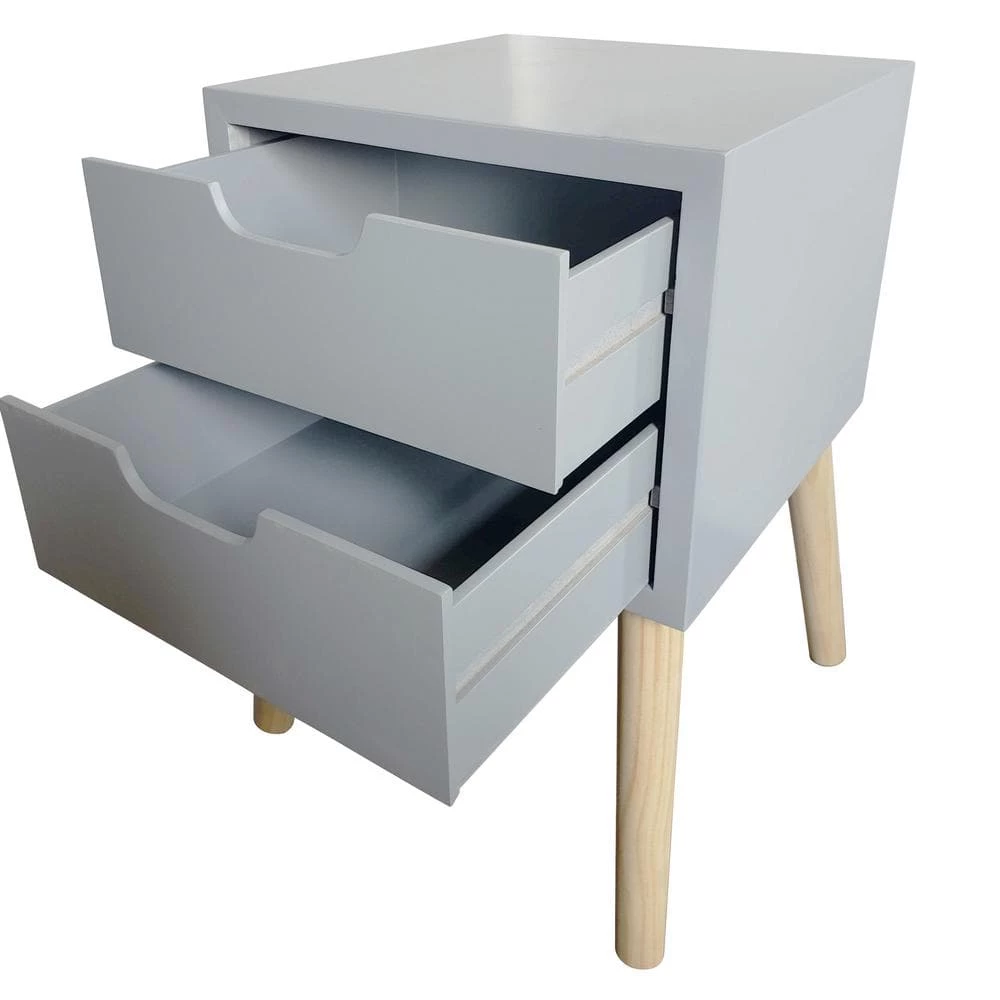 15.75 in. Danny Gray Square Wood Side Table with Drawers by Decor Therapy 7 15.75 in. Danny Gray Square Wood Side Table with Drawers by Decor Therapy - Image 7