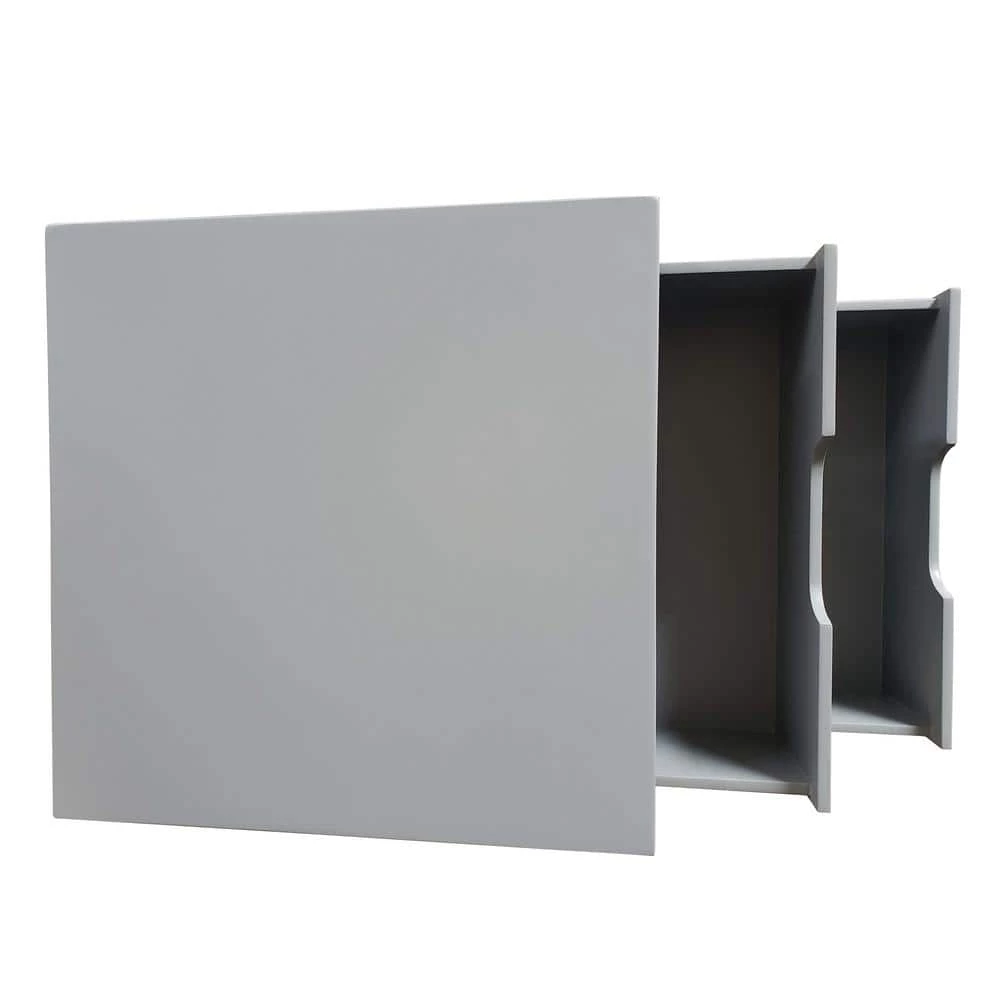 15.75 in. Danny Gray Square Wood Side Table with Drawers by Decor Therapy 4 15.75 in. Danny Gray Square Wood Side Table with Drawers by Decor Therapy - Image 4