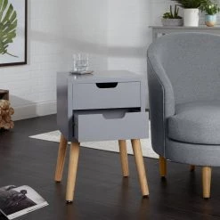 15.75 in. Danny Gray Square Wood Side Table with Drawers by Decor Therapy 16 15.75 in. Danny Gray Square Wood Side Table with Drawers by Decor Therapy -Decor Therapy Sale gray decor therapy end side tables fr11426 c3 1000
