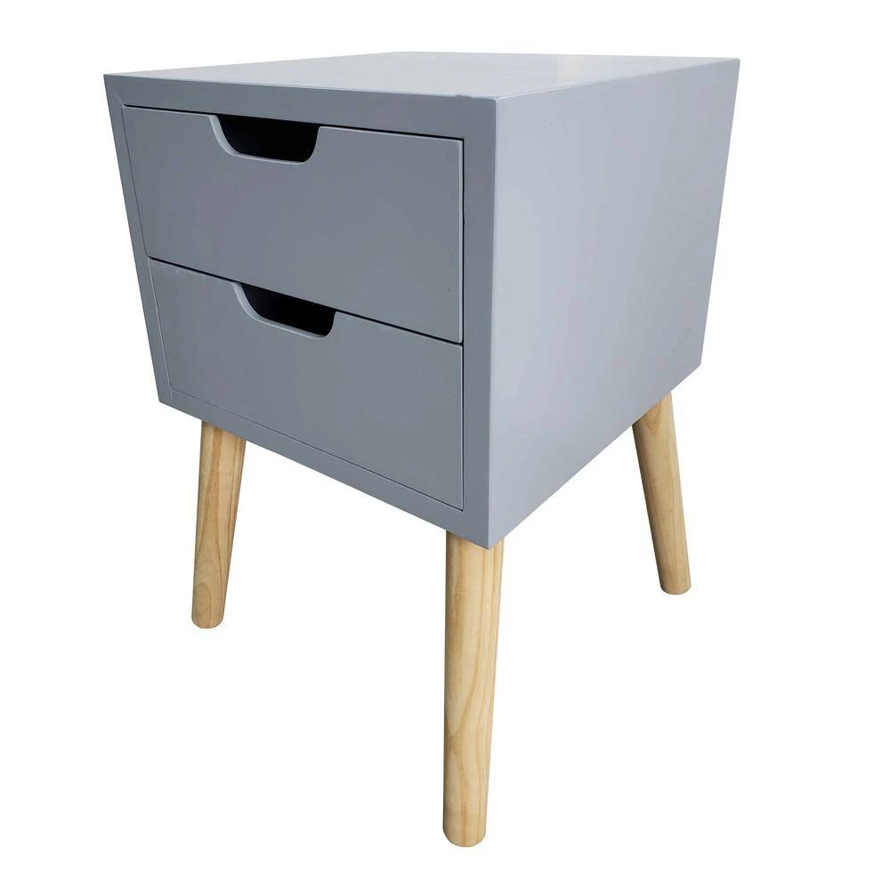 15.75 in. Danny Gray Square Wood Side Table with Drawers by Decor Therapy 2 15.75 in. Danny Gray Square Wood Side Table with Drawers by Decor Therapy - Image 2