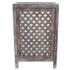 Quatrefoil Distressed Gray Mirror Accent End Table by Decor Therapy