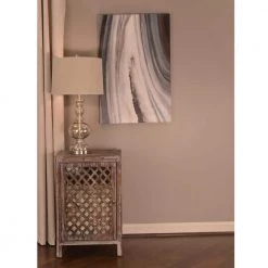 Quatrefoil Distressed Gray Mirror Accent End Table by Decor Therapy -Decor Therapy Sale gray decor therapy end side tables fr1687 c3 1000
