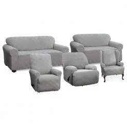 Stretch Double Diamond Gray Loveseat Slipcover by Stretch Sensations 8 Stretch Double Diamond Gray Loveseat Slipcover by Stretch Sensations -Decor Therapy Sale gray stretch sensations slipcovers 9228lovegrey 4f 1000