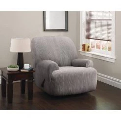 Stretch Grey Birchwood Jumbo Recliner Slipcover by Stretch Sensations