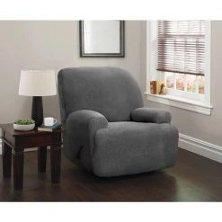Stretch Sherpa Grey Jumbo Recliner by Stretch Sensations