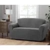 Stretch Sherpa Grey Loveseat Slipcover by Stretch Sensations