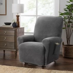 Decor Therapy Sale 30 Stretch Sherpa Grey Recliner Slipcover by Stretch Sensations