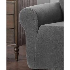 Stretch Sherpa Grey Sofa Slipcover by Stretch Sensations -Decor Therapy Sale grey stretch sensations slipcovers 9913sofgrey 4f 1000