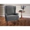 Stretch Sherpa Grey Wing Chair Slipcover by Stretch Sensations