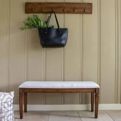 Waverly Honeynut Brown Wood Coat Rack Bench by Decor Therapy -Decor Therapy Sale honeynut brown decor therapy bedroom benches mp1652 31 1000