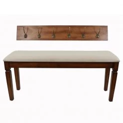 Waverly Honeynut Brown Wood Coat Rack Bench by Decor Therapy -Decor Therapy Sale honeynut brown decor therapy bedroom benches mp1652 c3 1000
