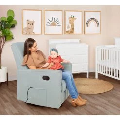 Raleigh Glider With Back Massager Recliner Rocker by Evolur -Decor Therapy Sale light blue evolur rockers gliders ottomans 610m lb 31 1000