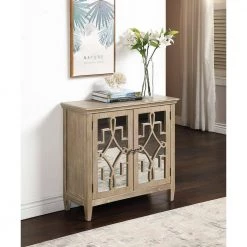 Jasmine White Wash Light Brown Wood Accent Chest With Mirrored Doors by 4D Concepts -Decor Therapy Sale light brown 4d concepts accent cabinets 10068 31 1000
