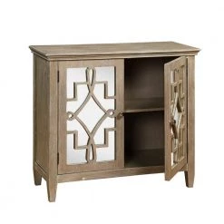 Jasmine White Wash Light Brown Wood Accent Chest With Mirrored Doors by 4D Concepts -Decor Therapy Sale light brown 4d concepts accent cabinets 10068 77 1000