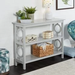 Grafton 32 in. Light Gray Wood 2-Shelf Standard Bookcase with Geo Design Sides by Decor Therapy 7 Grafton 32 in. Light Gray Wood 2-Shelf Standard Bookcase with Geo Design Sides by Decor Therapy -Decor Therapy Sale light gray decor therapy bookcases bookshelves fr11303 31 1000
