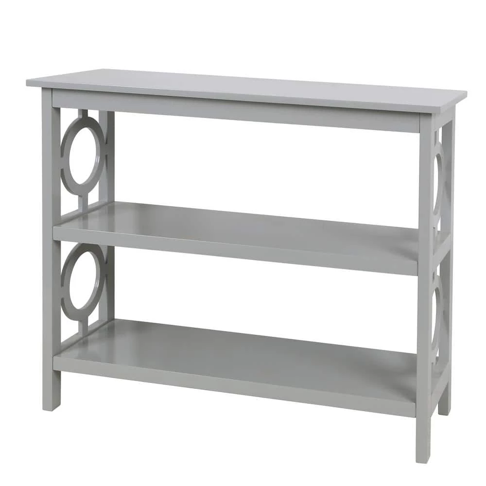 Grafton 32 in. Light Gray Wood 2-Shelf Standard Bookcase with Geo Design Sides by Decor Therapy 2 Grafton 32 in. Light Gray Wood 2-Shelf Standard Bookcase with Geo Design Sides by Decor Therapy - Image 2