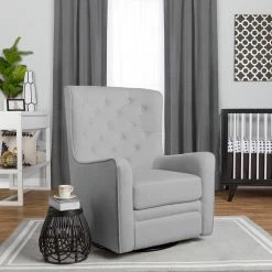 Eden Light Grey Swivel Glider/Ergonomic Design/Easy Assembly Glider by Evolur 9 Eden Light Grey Swivel Glider/Ergonomic Design/Easy Assembly Glider by Evolur -Decor Therapy Sale light grey evolur rockers gliders ottomans 619b ltgry 4f 1000