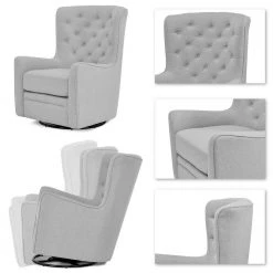 Eden Light Grey Swivel Glider/Ergonomic Design/Easy Assembly Glider by Evolur 10 Eden Light Grey Swivel Glider/Ergonomic Design/Easy Assembly Glider by Evolur -Decor Therapy Sale light grey evolur rockers gliders ottomans 619b ltgry d4 1000