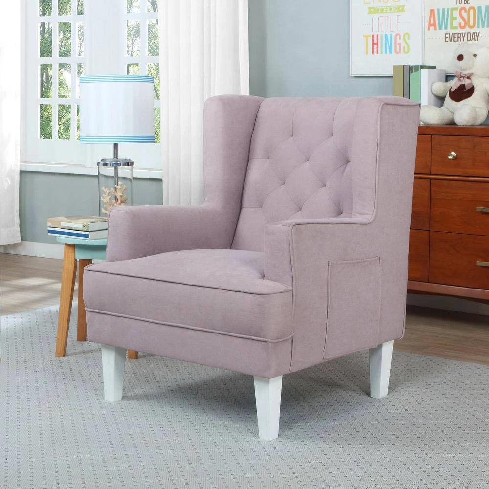 Capri Wingback Lilac 2-In-1 Rocker and Accent Chair, Modern Convertible Chair, Tufted Rocker, Bonus Convertible Feet by Evolur 5 Capri Wingback Lilac 2-In-1 Rocker and Accent Chair, Modern Convertible Chair, Tufted Rocker, Bonus Convertible Feet by Evolur - Image 5