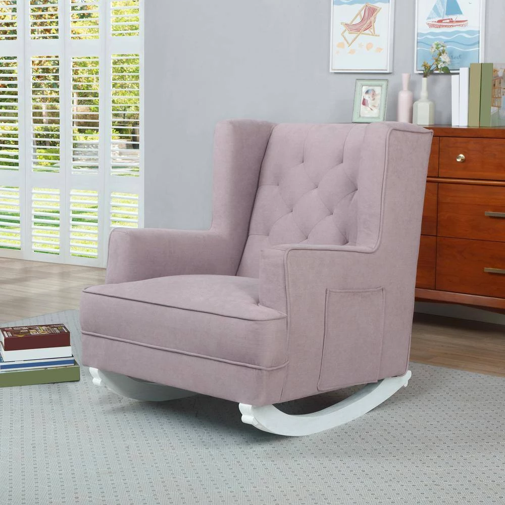 Capri Wingback Lilac 2-In-1 Rocker and Accent Chair, Modern Convertible Chair, Tufted Rocker, Bonus Convertible Feet by Evolur 6 Capri Wingback Lilac 2-In-1 Rocker and Accent Chair, Modern Convertible Chair, Tufted Rocker, Bonus Convertible Feet by Evolur - Image 6