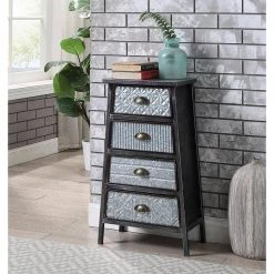 Claremont Collection 4 Drawer Metal Chest of Drawers 18.11 in W x 9.84 in D x 31.1 in H by 4D Concepts -Decor Therapy Sale metal 4 drawer chest 4d concepts chest of drawers 10082 31 1000