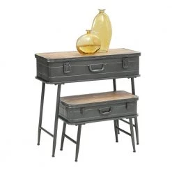 Baldy 2-Piece Metal/Rustic Natural Pine Rectangle Metal Coffee Table Set with Lift Top by 4D Concepts -Decor Therapy Sale metal rustic natural pine 4d concepts coffee tables 10113 1f 1000