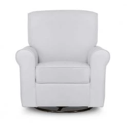 London Misty Grey Upholstered 360° Swivel Glider, Rocker, Nursery Glider, Durable Soft Fabric by Evolur