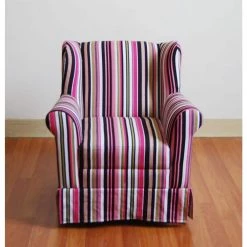 Girls Multi Colored Stripe Upholstery Wingback Chair by 4D Concepts