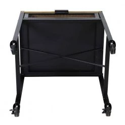 20 in. Tilton Natural and Black Square Wood and Iron Side Table with Mesh Drawer and Wheels by Decor Therapy -Decor Therapy Sale natural black decor therapy end side tables fr11294 1d 1000